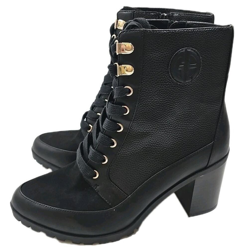 Giani Bernini~Woman Sz 9.5M~Black Keegann Memory Foam Lace-Up Booties Boots Shoe